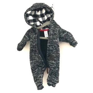 NB sized fleece hooded onesie by Carters.